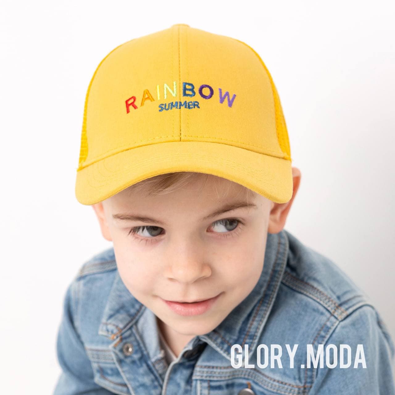 Кепка котонова з вишивкою "RainBow" р52-54,вік 5-11 р код 14
